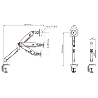 Nowy F100A sprężyna gazowa ramię 22-35 cal ekran uchwyt na 360 obrót obrotowe pochylenia Monitor biurkowy ramię montażowe 2-13kg USB3.0 porty 5